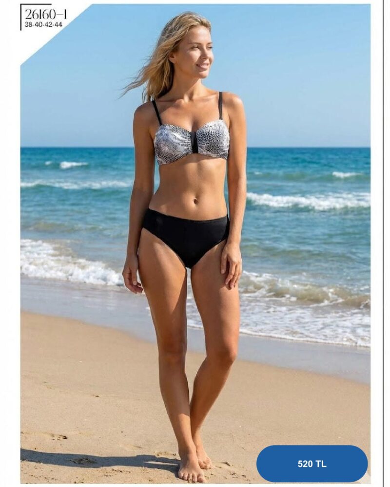 Toptan Mavi Çiçek Desenli Kalın Askılı Bikini