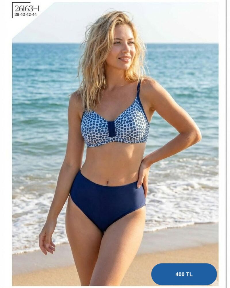 Toptan Mor Çiçek Desenli Bikini Takımı