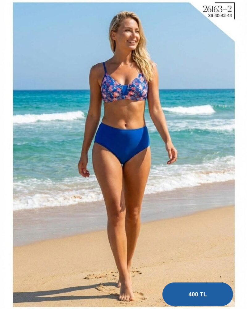 Toptan Siyah Altın Yaprak Desenli Bikini