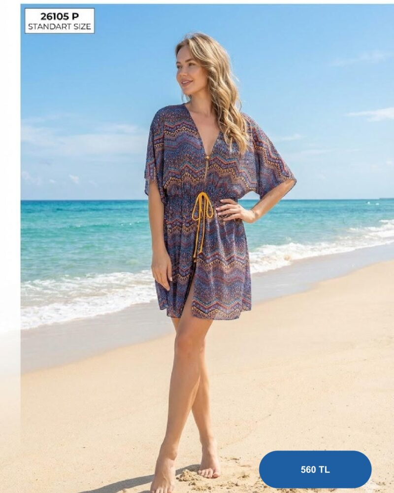 Toptan Lacivert Etnik Desenli Spor Bikini