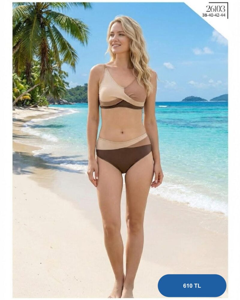 Toptan Yeşil Yaprak Desenli Spor Bikini