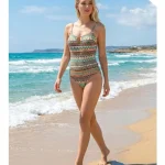 Toptan Etnik Çizgili Göğüs Dekolteli Mayo KADIN MAYO BIKINI 26 12