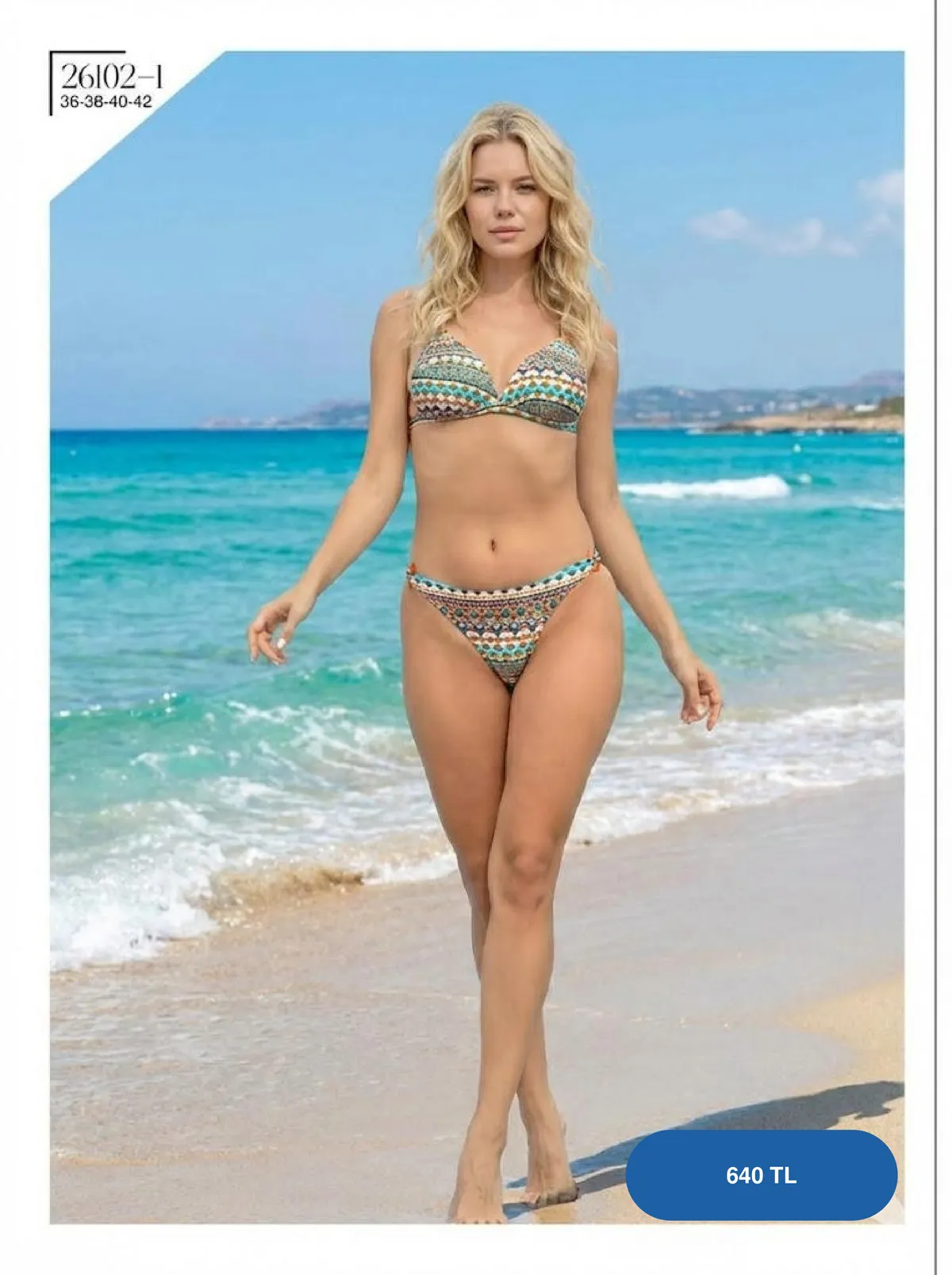 Toptan Etnik Çizgili Üçgen Bikini Takımı Toptan Etnik Çizgili Üçgen Bikini Takımı