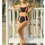 Toptan Haki Ebruli Desenli Etekli Bikini Takımı KADIN MAYO BIKINI 26 187