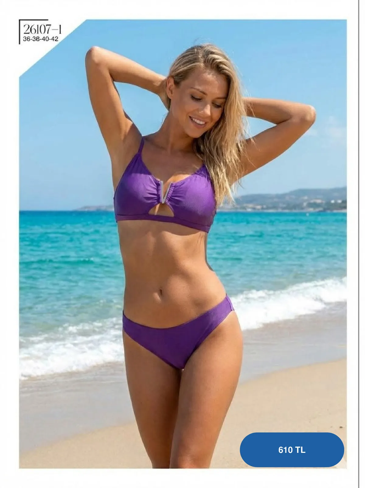 Toptan Mor Metal Detaylı Bikini Takımı Toptan Mor Metal Detaylı Bikini Takımı