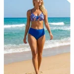 Toptan Saks Mavi Çiçekli Yüksek Bel Bikini KADIN MAYO BIKINI 26 31