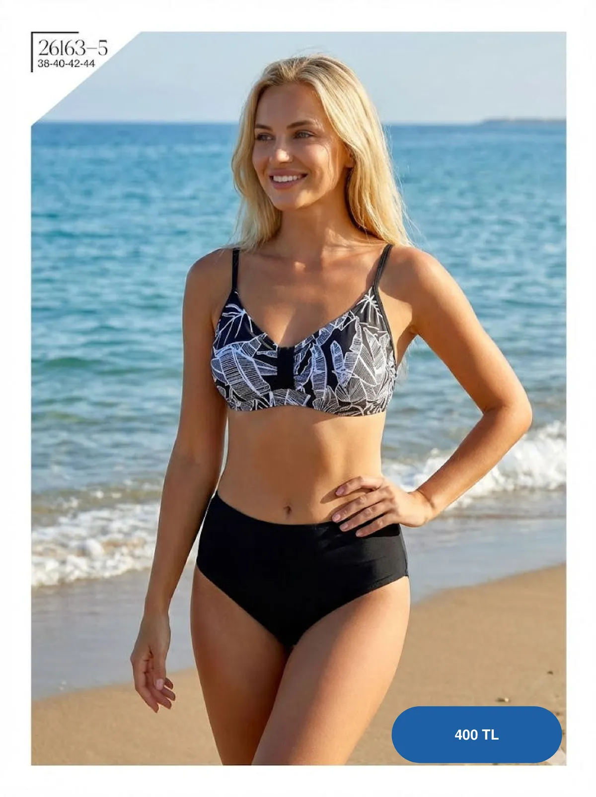 Toptan Siyah Beyaz Yaprak Desenli Toparlayıcı Bikini Toptan Siyah Beyaz Yaprak Desenli Toparlayıcı Bikini