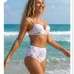 Toptan Lila Çiçek Desenli Kruvaze Bikini KADIN MAYO BIKINI 26 36