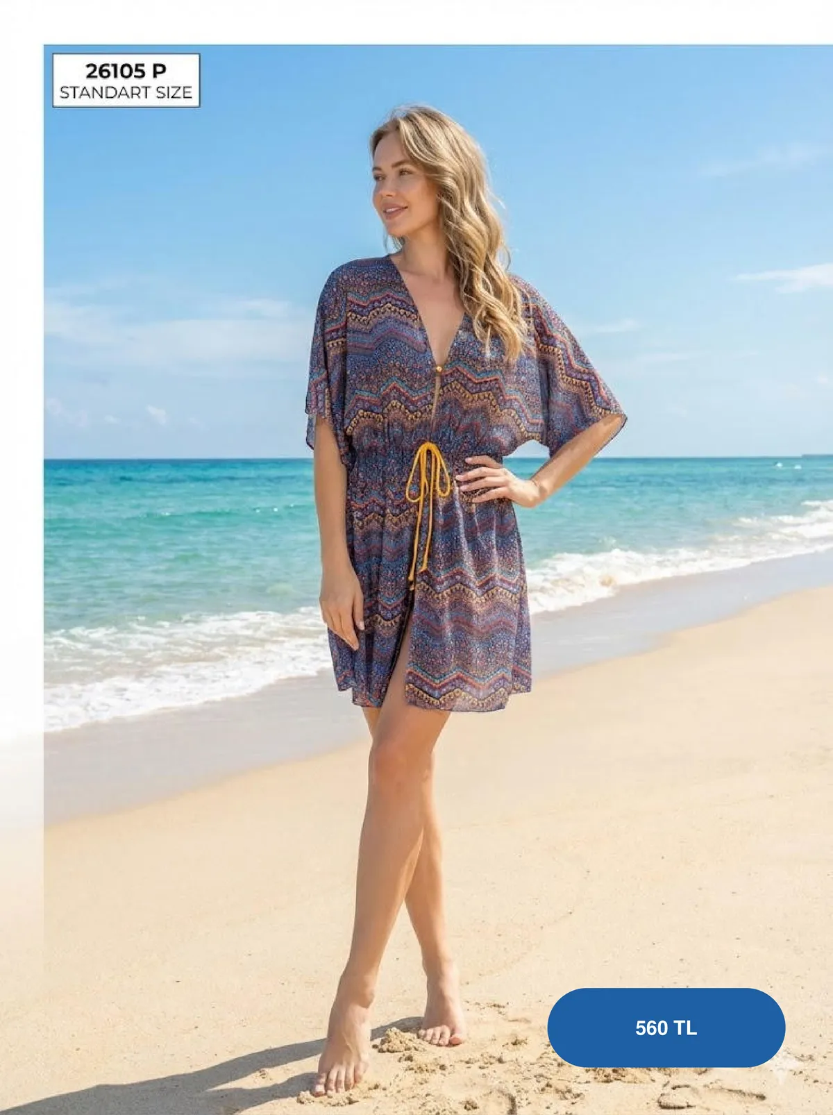 Toptan Geometrik Desenli Plaj Elbisesi Toptan Geometrik Desenli Plaj Elbisesi