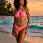Toptan Pembe Dokulu Kruvaze Bikini Takımı Kampanya Bikini 450TL 37