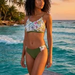 Toptan Haki Çiçek Desenli Spor Bikini Takımı Kampanya Bikini 450TL 39