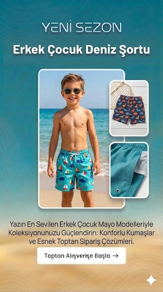 Toptan Erkek Çocuk Deniz Şortu