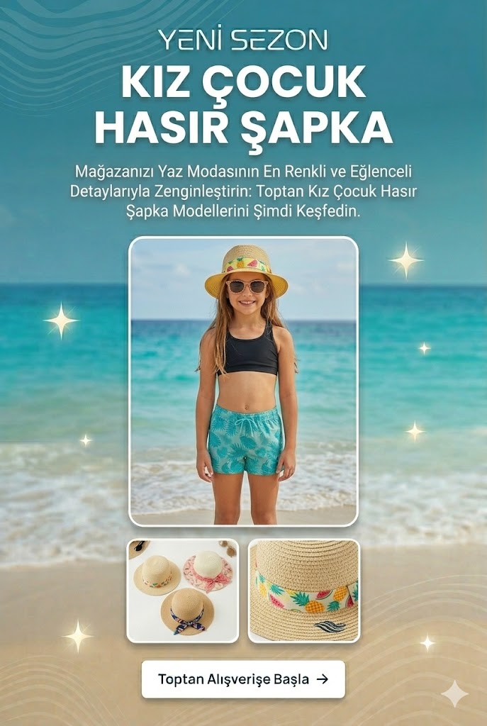 Toptan Kız Çocuk Hasır Şapka
